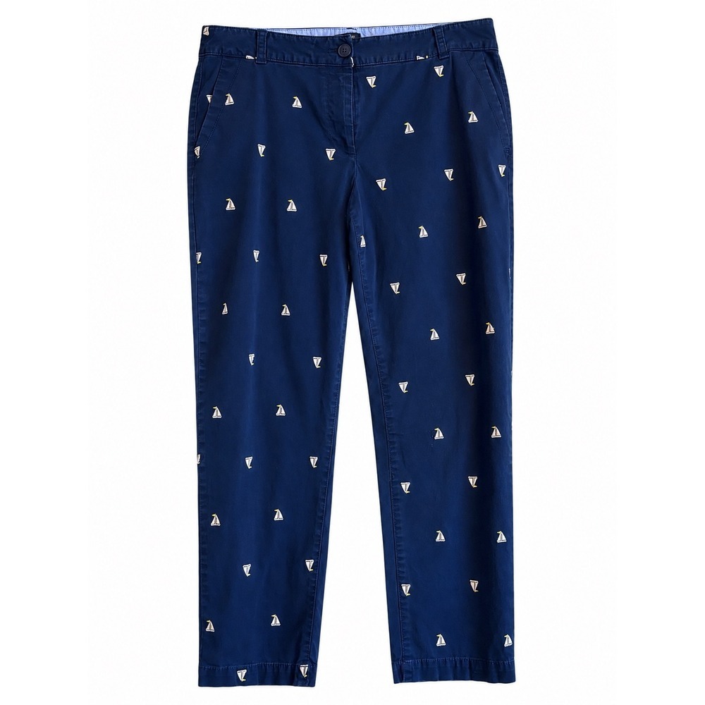 Talbots Weekend Chino Sailboat Print Pants Size 10 Petite Nautical Preppy